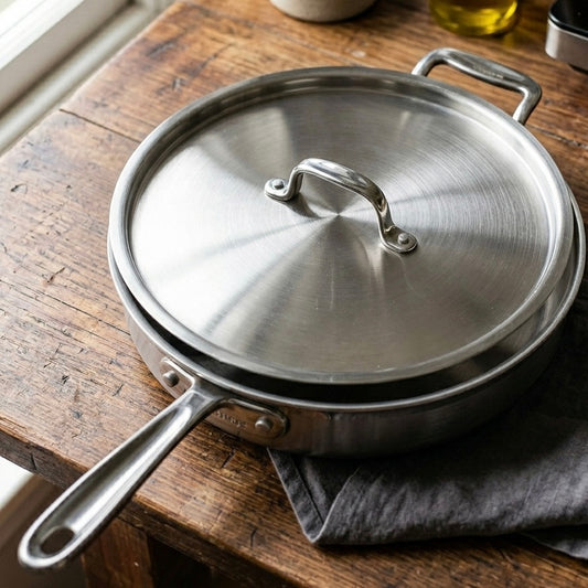 Tri-Ply Stainless Steel Deep Sauté Pan with Lid (24 sm)